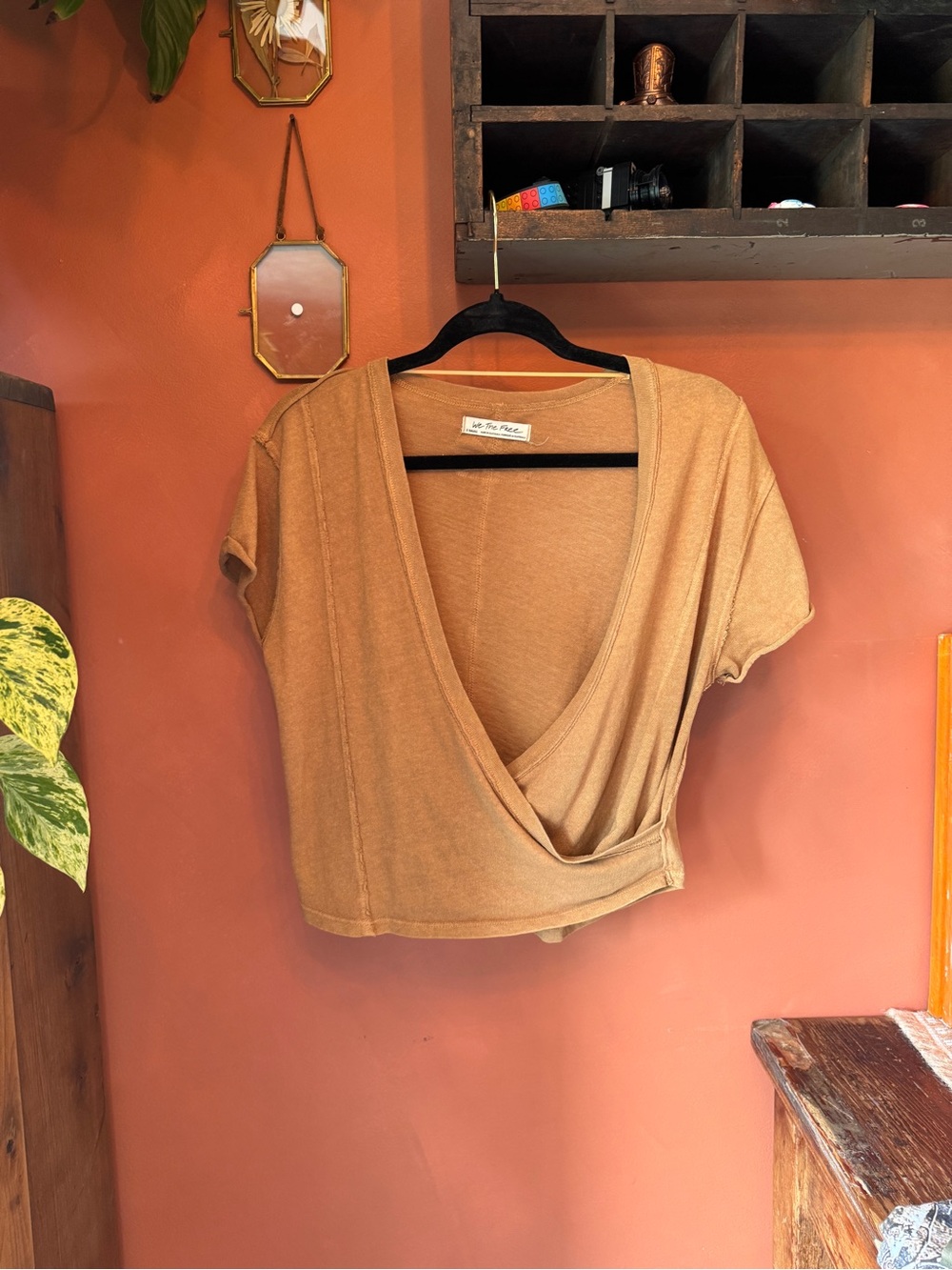 We The Free Camel Wrap Crop Top